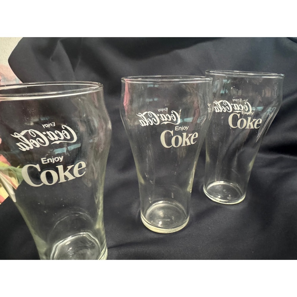 Vintage Coca-Cola Glass Set of 3 and Disney Mickey Mouse Frosted Mug 4pc Lot